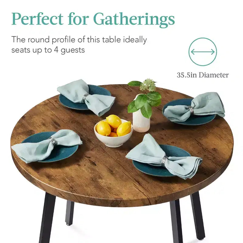 Best Choice Products Table de salle à manger ronde de 35,5 po de style moderne du milieu du siècle avec pieds en acier et pieds réglables