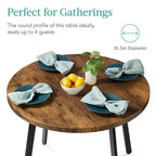 Best Choice Products Table de salle à manger ronde de 35,5 po de style moderne du milieu du siècle avec pieds en acier et pieds réglables