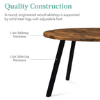 Best Choice Products Table de salle à manger ronde de 35,5 po de style moderne du milieu du siècle avec pieds en acier et pieds réglables
