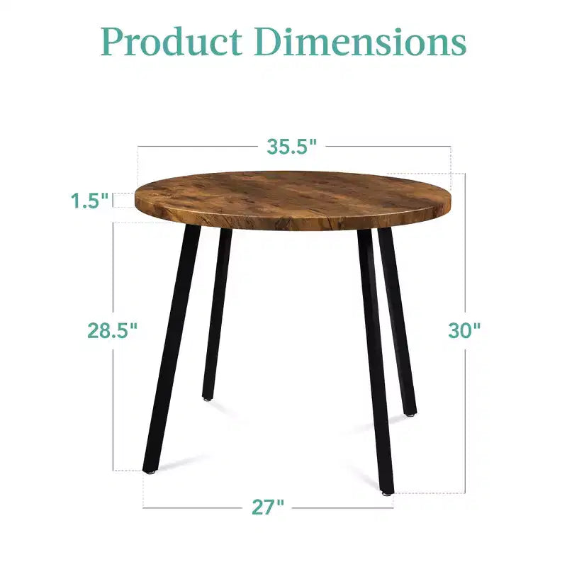 Best Choice Products Table de salle à manger ronde de 35,5 po de style moderne du milieu du siècle avec pieds en acier et pieds réglables