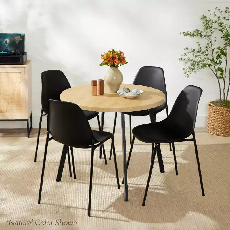 Best Choice Products Table de salle à manger ronde de 35,5 po de style moderne du milieu du siècle avec pieds en acier et pieds réglables