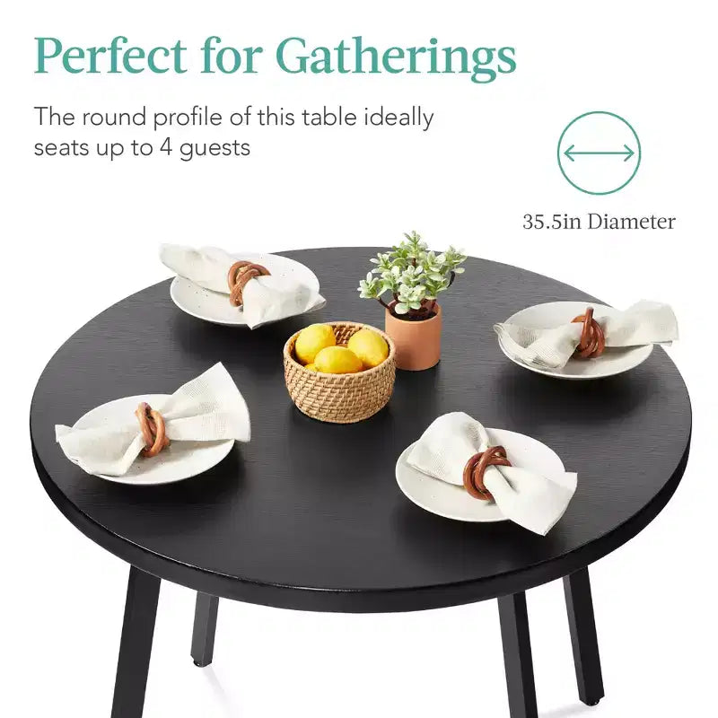 Best Choice Products Table de salle à manger ronde de 35,5 po de style moderne du milieu du siècle avec pieds en acier et pieds réglables