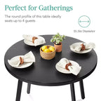 Best Choice Products Table de salle à manger ronde de 35,5 po de style moderne du milieu du siècle avec pieds en acier et pieds réglables