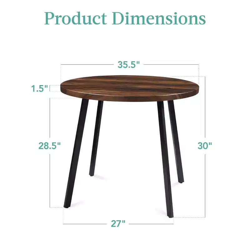 Best Choice Products Table de salle à manger ronde de 35,5 po de style moderne du milieu du siècle avec pieds en acier et pieds réglables