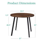 Best Choice Products Table de salle à manger ronde de 35,5 po de style moderne du milieu du siècle avec pieds en acier et pieds réglables