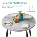 Best Choice Products Table de salle à manger ronde de 35,5 po de style moderne du milieu du siècle avec pieds en acier et pieds réglables