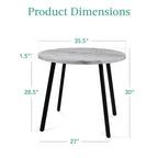Best Choice Products Table de salle à manger ronde de 35,5 po de style moderne du milieu du siècle avec pieds en acier et pieds réglables