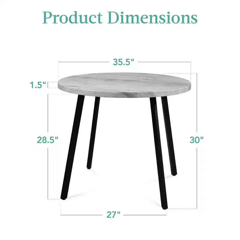 Best Choice Products Table de salle à manger ronde de 35,5 po de style moderne du milieu du siècle avec pieds en acier et pieds réglables