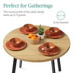 Best Choice Products Table de salle à manger ronde de 35,5 po de style moderne du milieu du siècle avec pieds en acier et pieds réglables