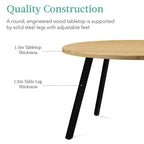 Best Choice Products Table de salle à manger ronde de 35,5 po de style moderne du milieu du siècle avec pieds en acier et pieds réglables