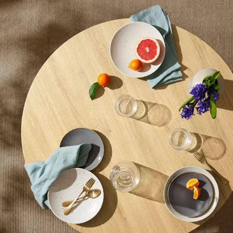 Best Choice Products Table de salle à manger ronde de 35,5 po de style moderne du milieu du siècle avec pieds en acier et pieds réglables