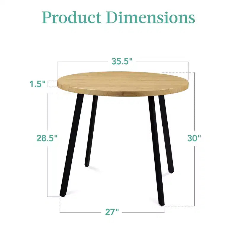 Best Choice Products Table de salle à manger ronde de 35,5 po de style moderne du milieu du siècle avec pieds en acier et pieds réglables