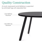 Best Choice Products Table de salle à manger ronde de 35,5 po de style moderne du milieu du siècle avec pieds en acier et pieds réglables