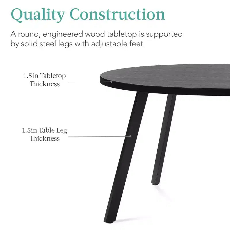 Best Choice Products Table de salle à manger ronde de 35,5 po de style moderne du milieu du siècle avec pieds en acier et pieds réglables