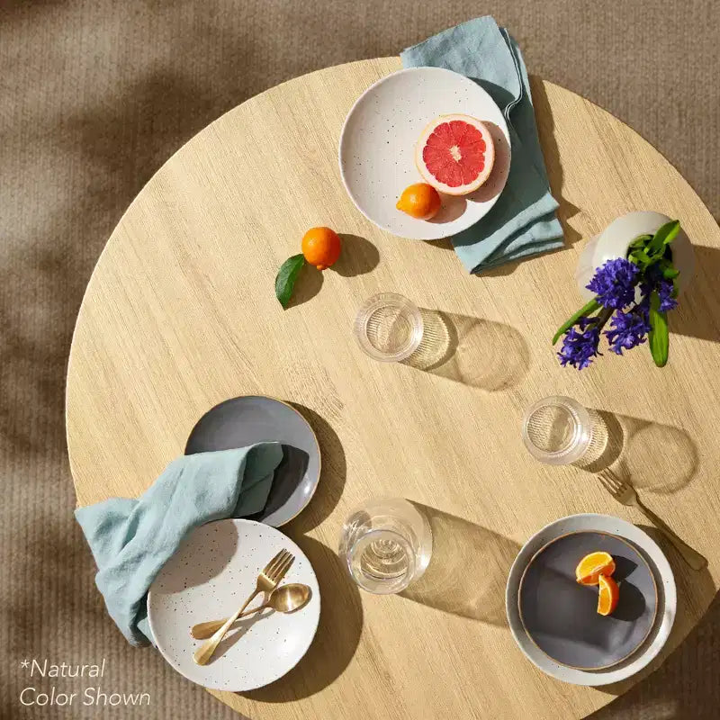 Best Choice Products Table de salle à manger ronde de 35,5 po de style moderne du milieu du siècle avec pieds en acier et pieds réglables