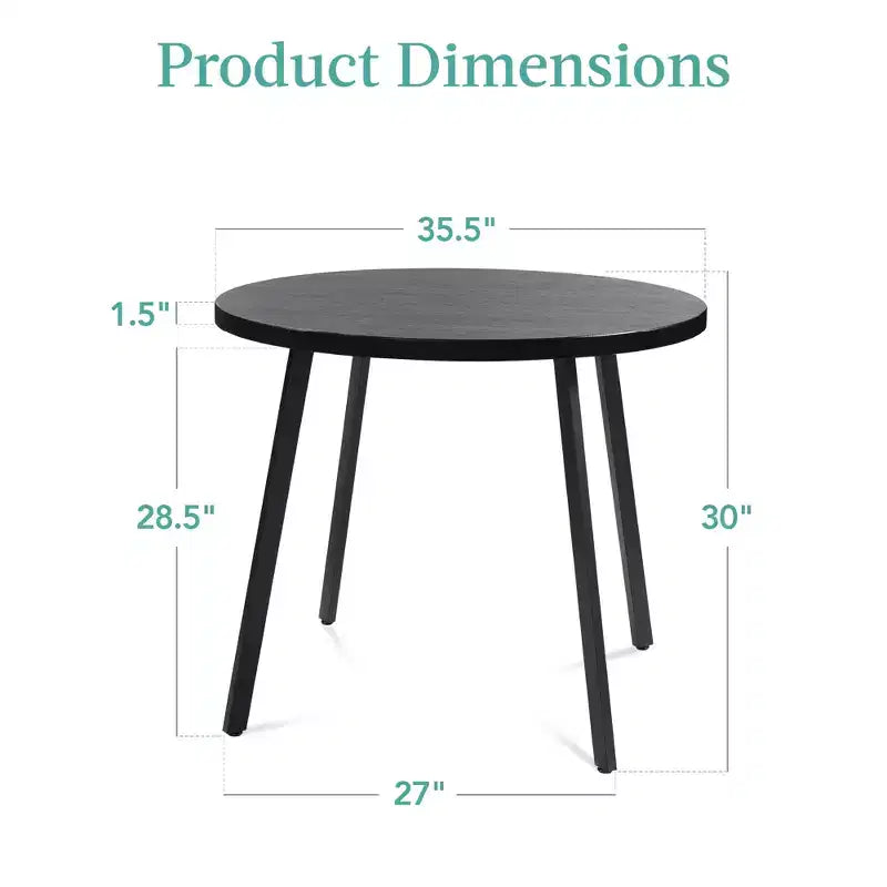 Best Choice Products Table de salle à manger ronde de 35,5 po de style moderne du milieu du siècle avec pieds en acier et pieds réglables
