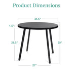 Best Choice Products Table de salle à manger ronde de 35,5 po de style moderne du milieu du siècle avec pieds en acier et pieds réglables