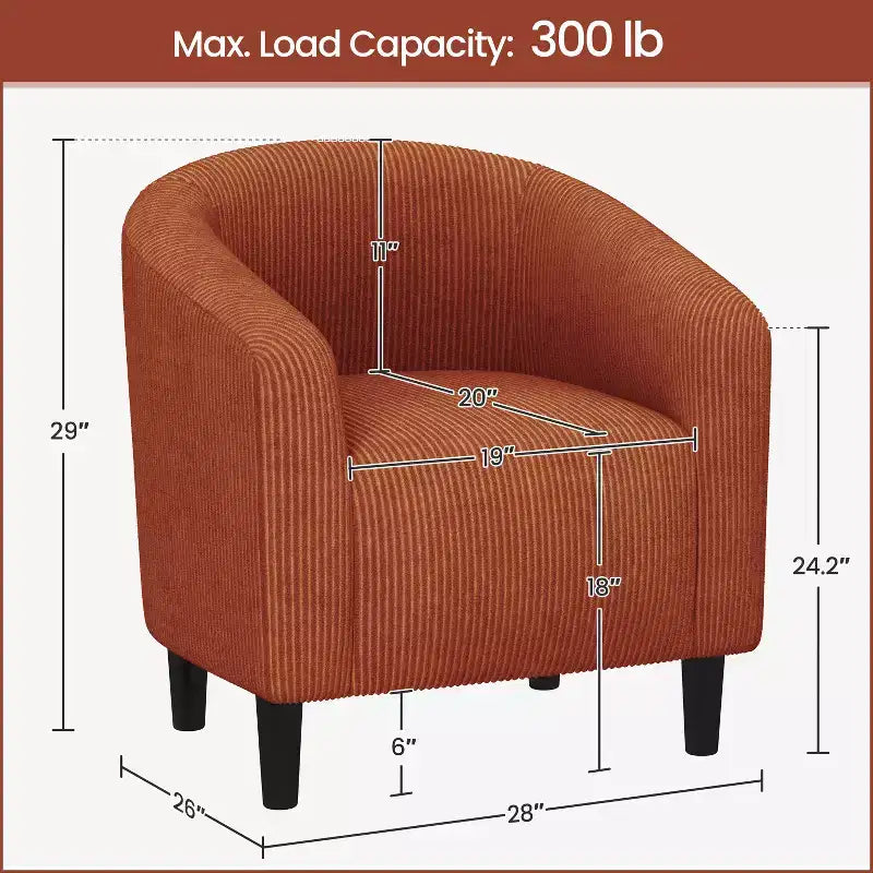 Fauteuil d'appoint Yaheetech en forme de tonneau avec revêtement pour salon