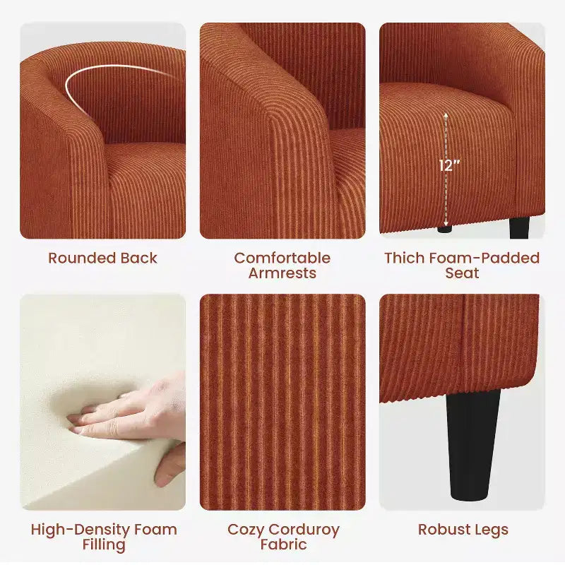 Fauteuil d'appoint Yaheetech en forme de tonneau avec revêtement pour salon