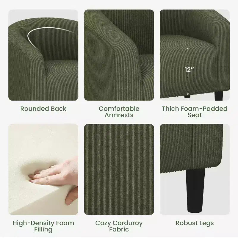 Fauteuil d'appoint Yaheetech en forme de tonneau avec revêtement pour salon