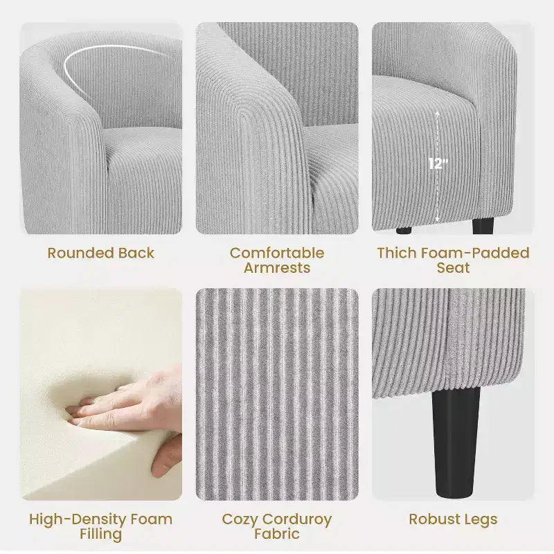 Fauteuil d'appoint Yaheetech en forme de tonneau avec revêtement pour salon