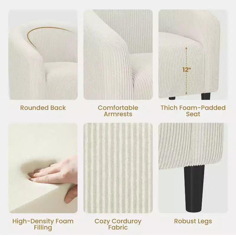 Fauteuil d'appoint Yaheetech en forme de tonneau avec revêtement pour salon