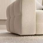 Canapé moderne 4 places Famapy 100.8W en velours blanc Teddy avec piètement en bois massif