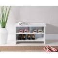 Kings Brand Furniture Worthington 2-Shelf Shoe Storage Bench, White