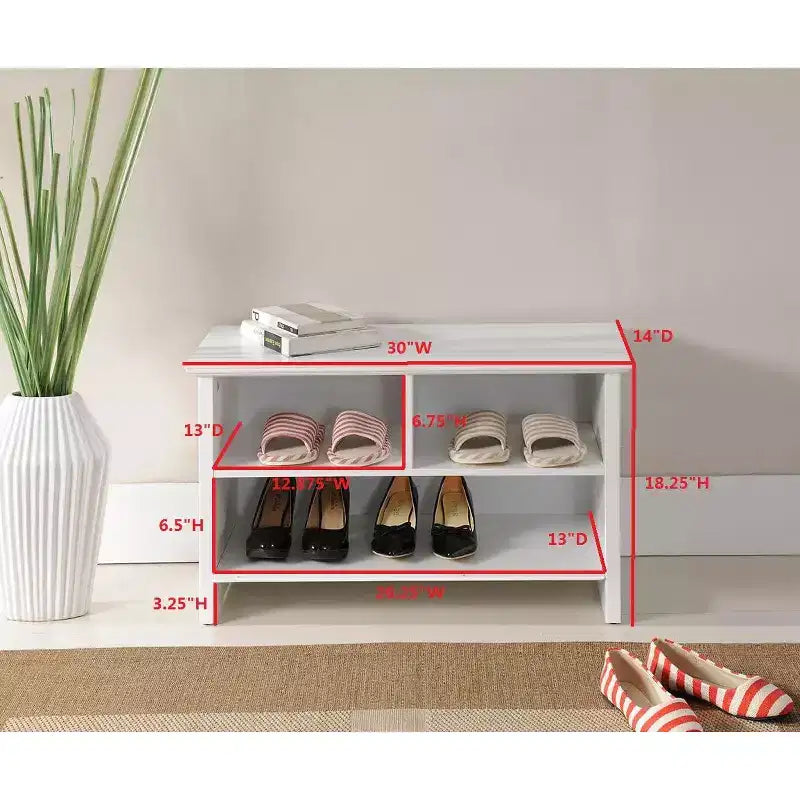 Banc à chaussures 2 étagères Worthington Kings Brand Furniture, Blanc