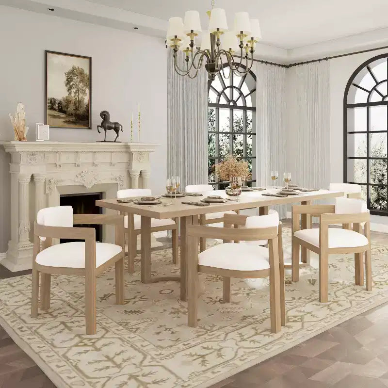 Christopher Knight Home Arkenis Ensemble repas 7 pièces en bois d'hévéa rembourré