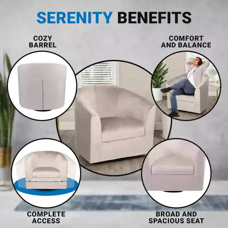 Home Imports Emporium Fauteuil club pivotant à 360° – Fauteuil d'appoint moderne avec accoudoirs, design baquet confortable pour salon ou petits espaces