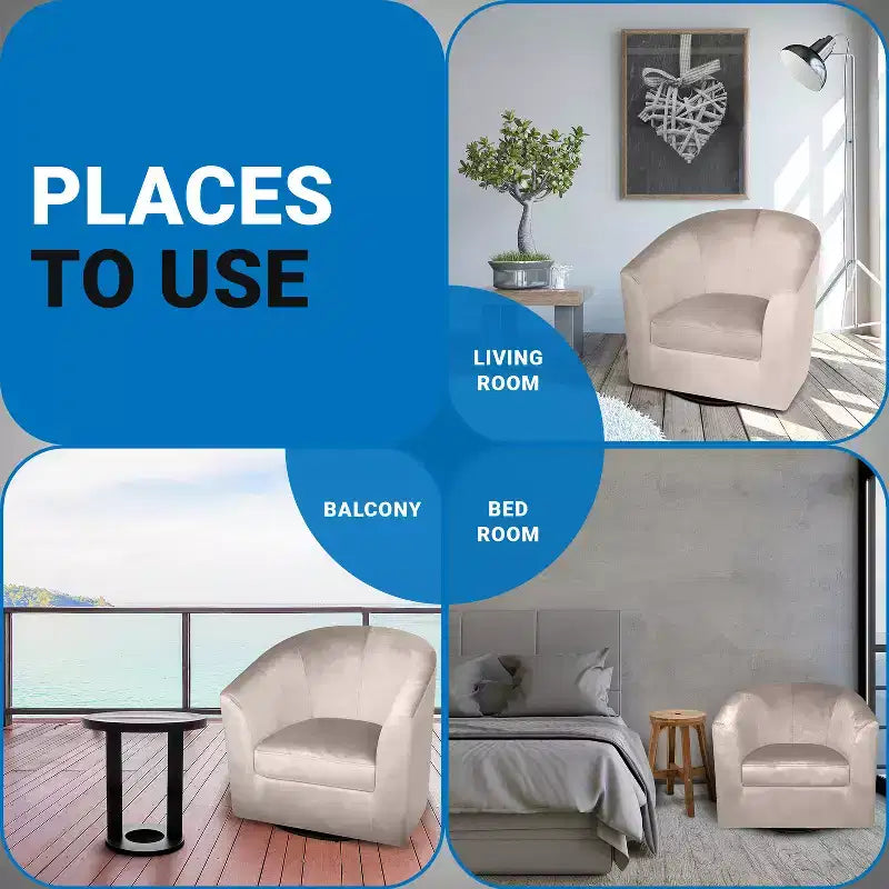Home Imports Emporium Fauteuil club pivotant à 360° – Fauteuil d'appoint moderne avec accoudoirs, design baquet confortable pour salon ou petits espaces