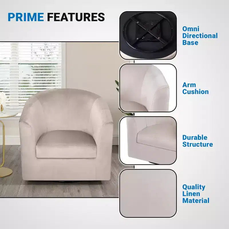 Home Imports Emporium Fauteuil club pivotant à 360° – Fauteuil d'appoint moderne avec accoudoirs, design baquet confortable pour salon ou petits espaces