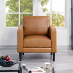 Genuine Leather Upholstered Single Sofa Chair for Living Room Mid Century Chair Modern Accent Arm Couches