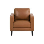 Fauteuil simple en cuir véritable pour salon, fauteuil de style milieu de siècle, canapé d'appoint moderne.