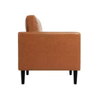 Fauteuil simple en cuir véritable pour salon, fauteuil de style milieu de siècle, canapé d'appoint moderne.