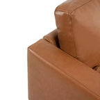 Fauteuil simple en cuir véritable pour salon, fauteuil de style milieu de siècle, canapé d'appoint moderne.