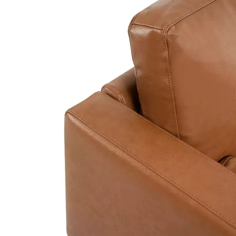 Fauteuil simple en cuir véritable pour salon, fauteuil de style milieu de siècle, canapé d'appoint moderne.