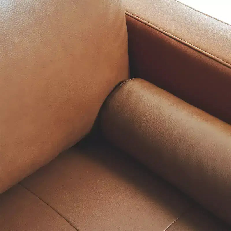 Fauteuil simple en cuir véritable pour salon, fauteuil de style milieu de siècle, canapé d'appoint moderne.