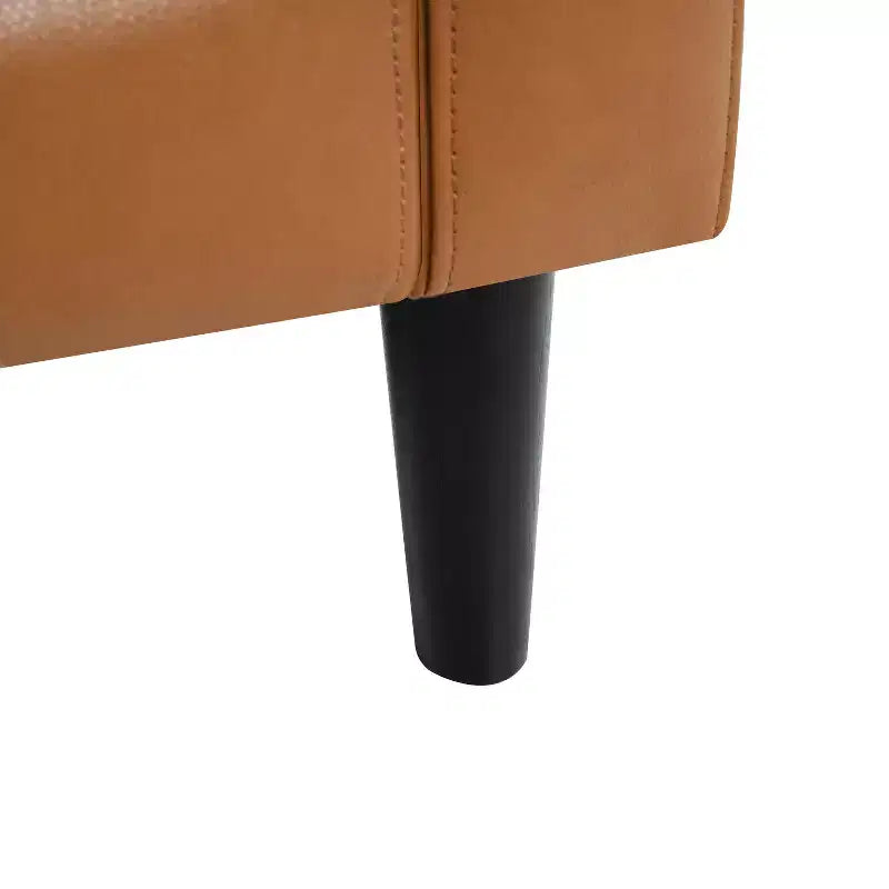 Fauteuil simple en cuir véritable pour salon, fauteuil de style milieu de siècle, canapé d'appoint moderne.