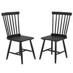 Costway Dining Chair Set of 2/4 Kitchen Side Chairs with Spacious Seat Rubber Wood Frame for Dining Room Black