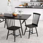 Costway Lot de 2/4 chaises de salle à manger, chaises d'appoint de cuisine avec assise spacieuse, cadre en bois d'hévéa pour salle à manger, noir