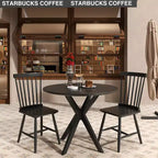 Costway Lot de 2/4 chaises de salle à manger, chaises d'appoint de cuisine avec assise spacieuse, cadre en bois d'hévéa pour salle à manger, noir