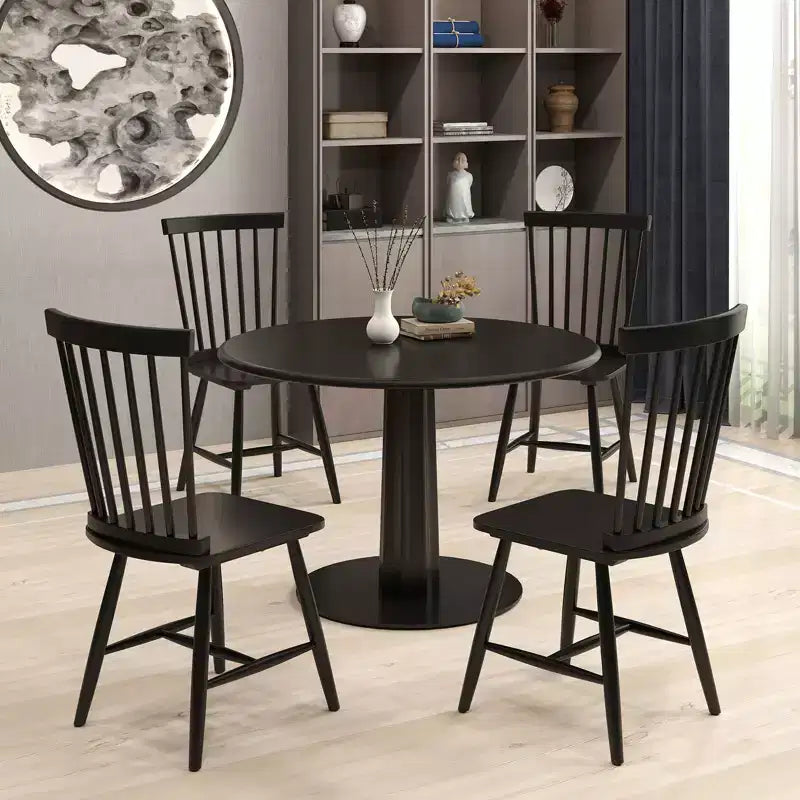 Costway Lot de 2/4 chaises de salle à manger, chaises d'appoint de cuisine avec assise spacieuse, cadre en bois d'hévéa pour salle à manger, noir