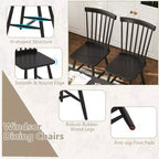 Costway Lot de 2/4 chaises de salle à manger, chaises d'appoint de cuisine avec assise spacieuse, cadre en bois d'hévéa pour salle à manger, noir