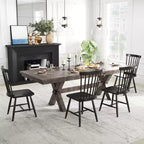 Costway Lot de 2/4 chaises de salle à manger, chaises d'appoint de cuisine avec assise spacieuse, cadre en bois d'hévéa pour salle à manger, noir
