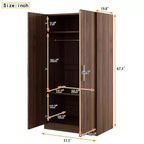 Armoire penderie 2 portes en bois avec 3 étagères de rangement, marron - ModernLuxe