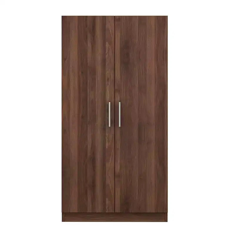 Armoire penderie 2 portes en bois avec 3 étagères de rangement, marron - ModernLuxe