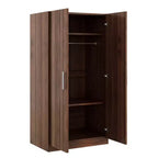 Armoire penderie 2 portes en bois avec 3 étagères de rangement, marron - ModernLuxe