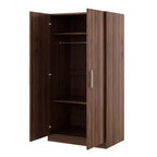 Armoire penderie 2 portes en bois avec 3 étagères de rangement, marron - ModernLuxe